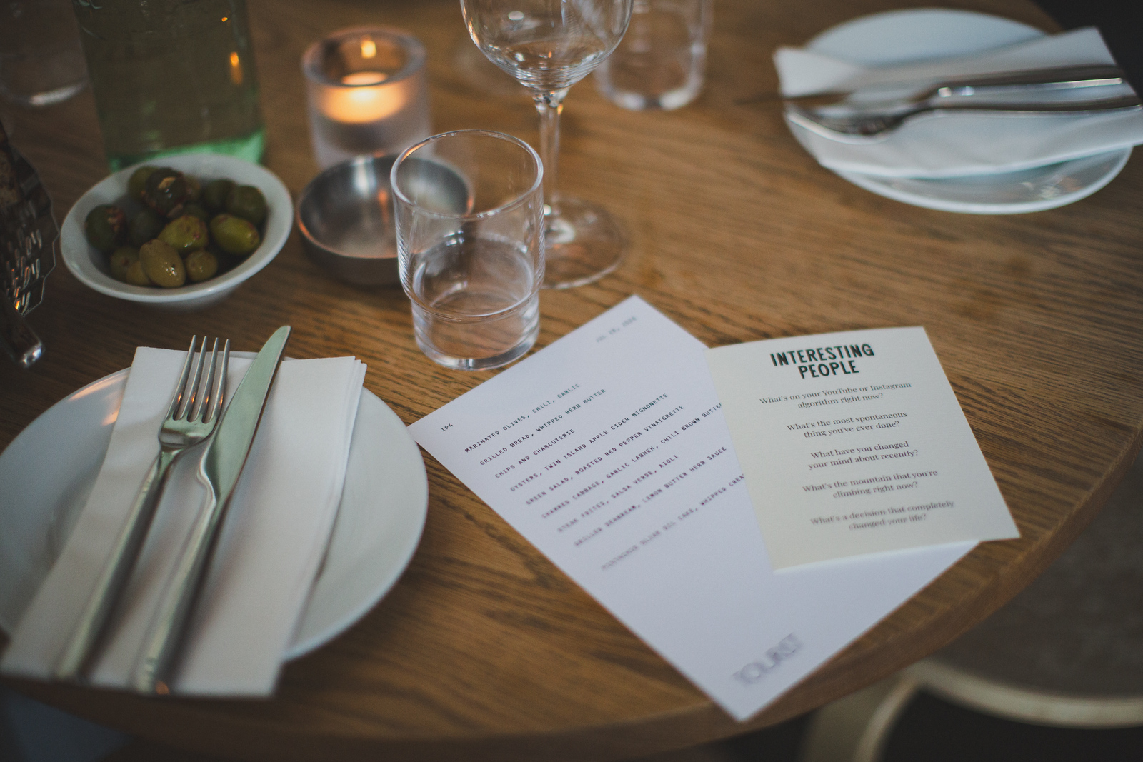 Dinners designed for depth